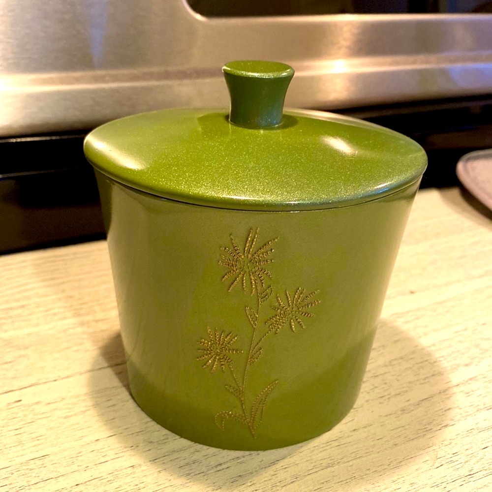 DECORATIVE JAR-Perfect for Q Tips or Cotton Rounds in Green